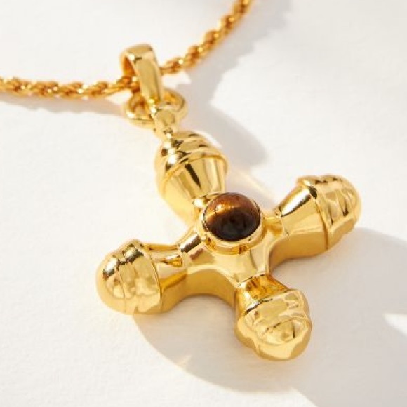 24K Gold Tigers eye gold cross - Picture 7 of 10